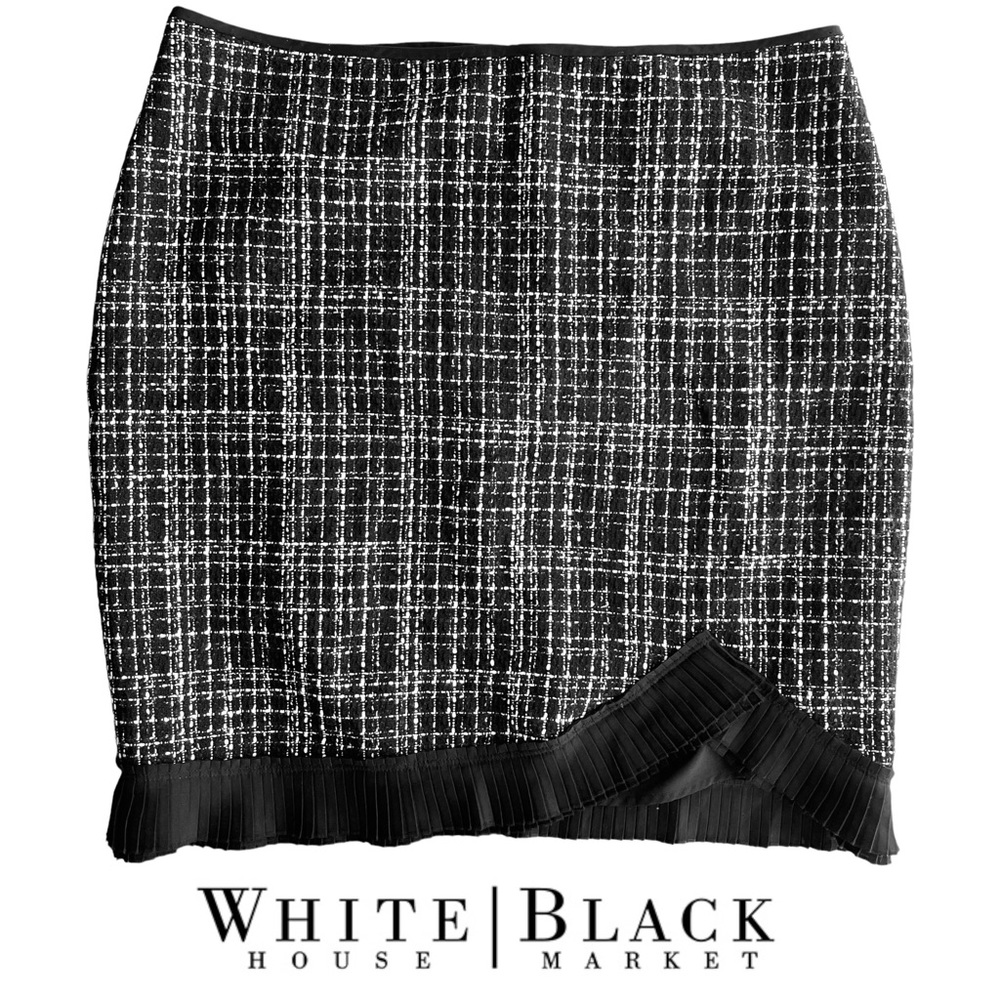 WHBM Tweed Skirt with Pleated Trim